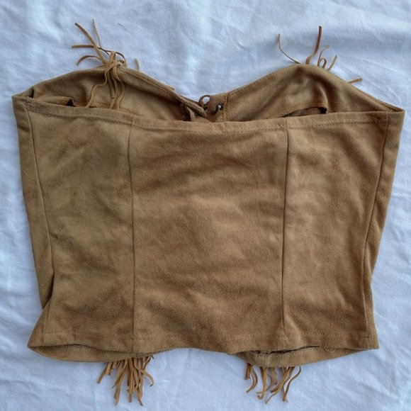 Faux Suede Western Y2K Tube Top - Picture 3 of 3